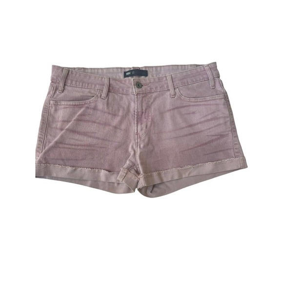 Levis 501 Mauve Pink Jean Denim Shorts Size 12 Frayed Hem - Picture 1 of 14